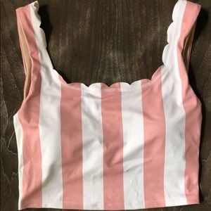 Kortni Jeane sweet stripe scallop top swimmer